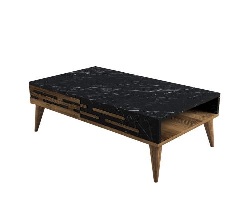 Kohvilaud Valensiya - Walnut, Black, Marble
