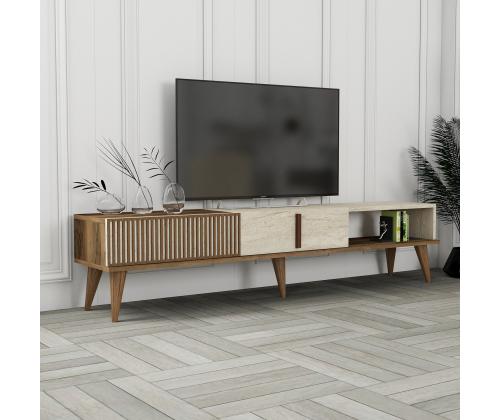 TV laud Milan - Walnut, Travertine