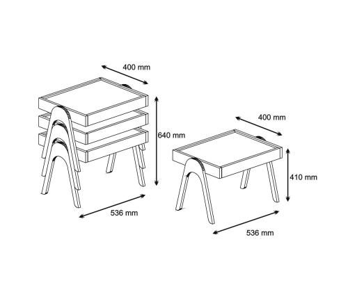 Mööblikomplekt lauad Roma - Walnut, Cream