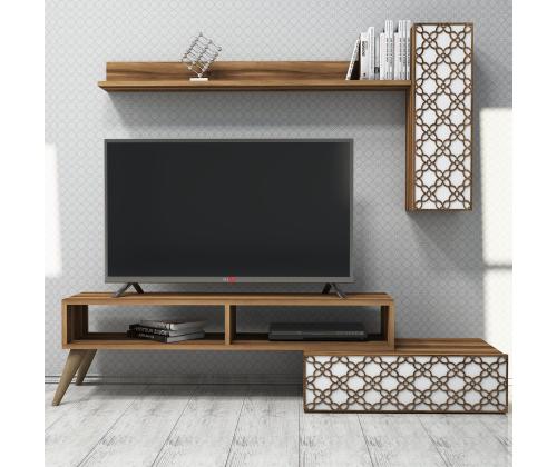 TV laud Planet - Walnut, White