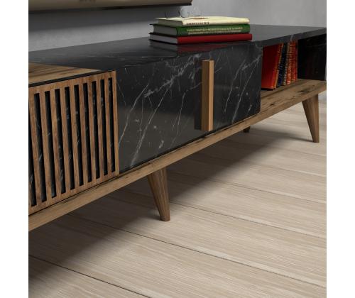 TV laud Milan - Walnut, Black