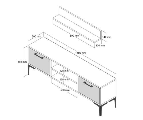 TV laud Riga - Walnut