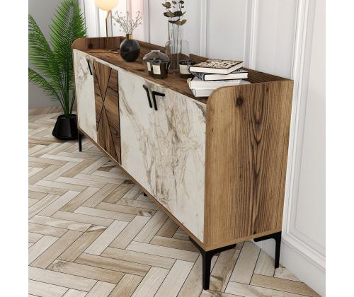 Venedik - Walnut, White Marble