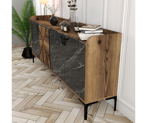 Venedik - Walnut, Black Marble