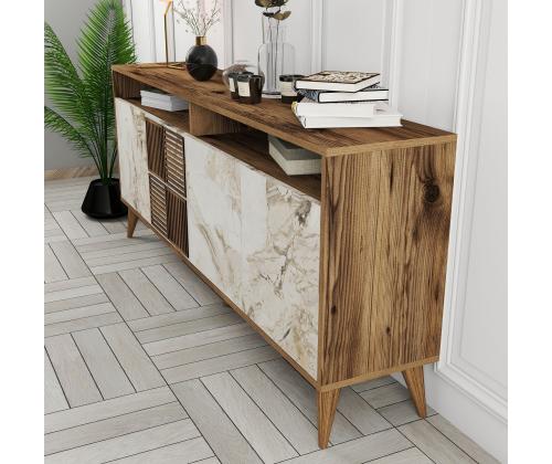 Milan - Walnut, White Marble