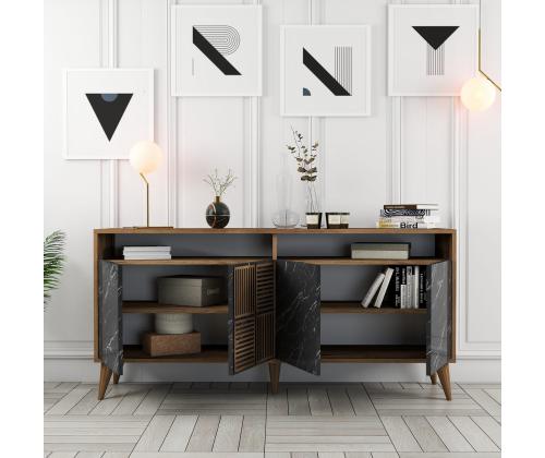 Milan 160 - Walnut, Black Marble