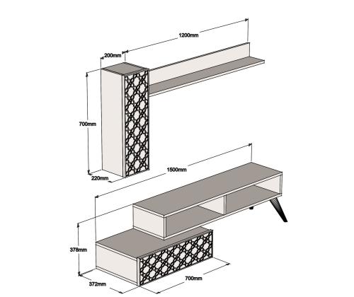 TV laud Planet - Walnut, Yellow