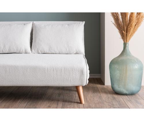 Diivan Folde 2-Seater - Teddy Fabric - White