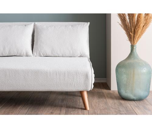 Diivan Folde 2-Seater - Teddy Fabric - White