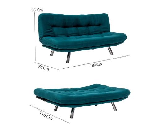 Diivan Misa Small Sofabed - Petrol Green