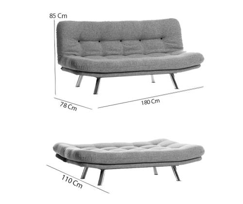 Diivan Misa Small Sofabed - Light Grey