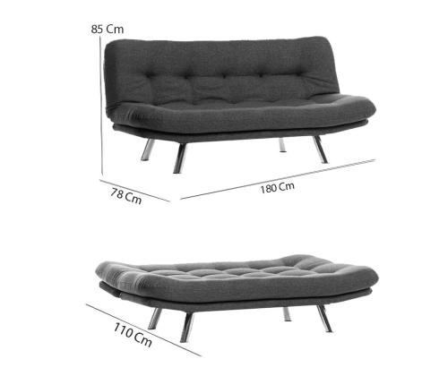 Diivan Misa Small Sofabed - Dark Grey