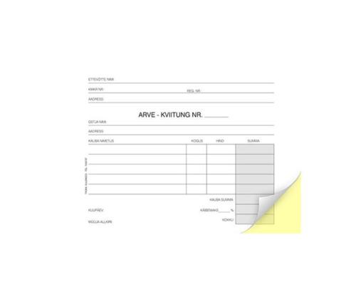 Blankett Arve-kviitung A6 laiuti, 2x50 lehte, isekopeeruv