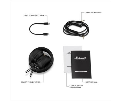 Marshall Major V Wireless Headphones, Bluetooth, Black