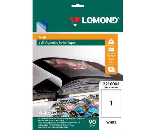Lomond Self Adhesive Inkjet Photo Paper Matte A4, 25 sheets