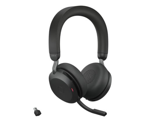 Jabra Evolve2 75 UC Link 380c Wireless Headset, Bluetooth, USB-C, Charging Stand, Black