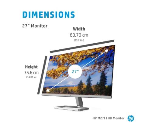 HP M27f Monitor 27'' (68.6cm) IPS, FHD 1920x1080, 5ms, 300 cd/m2, 75Hz, Black/Silver