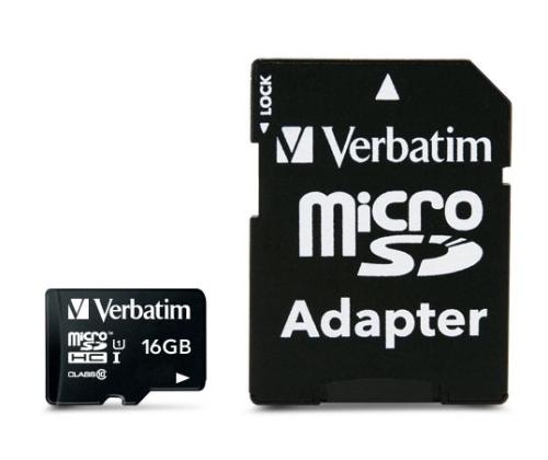 Verbatim 44082 Premium U1 Micro SDHC Memory Card 16GB + microSD to SD Adapter