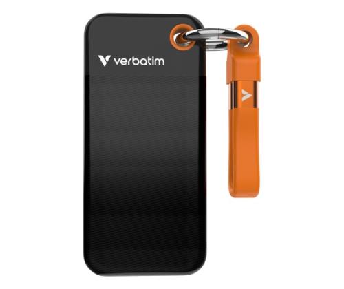 Verbatim 32193 Pocket SSD Drive 1TB, USB-C 3.2 Gen 2, M.2, up to 1000MB/s, Black/Orange