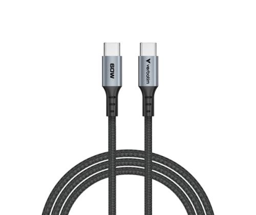 Verbatim 31845 Sync &amp; Charge Cable USB-C to USB-C 60W 480Mbps 120cm, Grey/Black