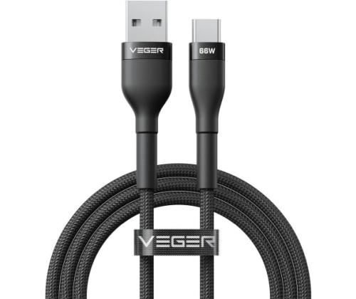 Veger Cable USB-A to USB-C PD 11V 6A 66W AC04 1.2m, Black
