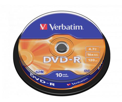 Verbatim 43523 DVD-R AZO 4.7GB 16X Matt Silver Surface Discs (10 pcs/Pack)