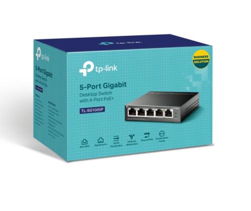 TP-Link TL-SG1005P 5-Port Gigabit Desktop Switch with 4-Port PoE+