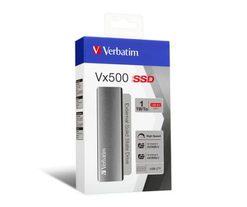 Verbatim 47444 Vx500 External SSD Drive 1TB, USB-C 3.2 Gen 2, Silver
