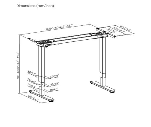 Adjustable Height Table Frame Up Up Bjorn II, White