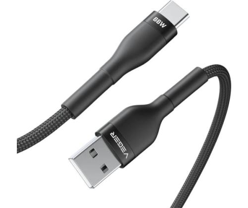 Veger Cable USB-A to USB-C PD 11V 6A 66W AC04 1.2m, Black