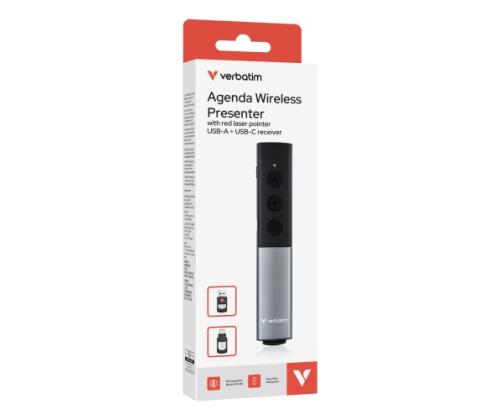 Verbatim 32366 Agenda Wireless Presenter with Red Laser Pointer, Grey/Black