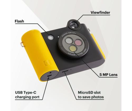 Kodak SMILE+ Instant Print Camera, 2x3'', Black