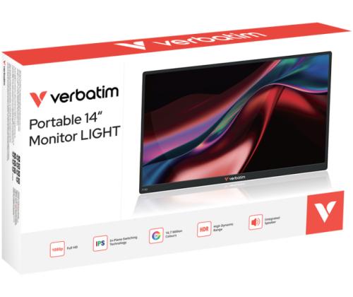 Verbatim 49590 Portable Monitor LIGHT 14'' IPS FHD 1920x1080 6ms 250cd/m2 60Hz, Black