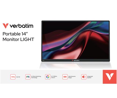 Verbatim 49590 Portable Monitor LIGHT 14'' IPS FHD 1920x1080 6ms 250cd/m2 60Hz, Black