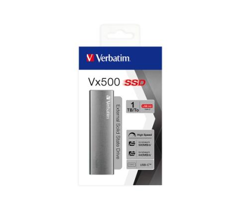 Verbatim 47444 Vx500 External SSD Drive 1TB, USB-C 3.2 Gen 2, Silver