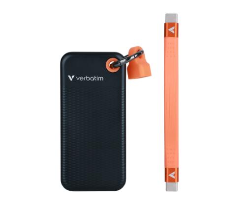 Verbatim 32193 Pocket SSD Drive 1TB, USB-C 3.2 Gen 2, M.2, up to 1000MB/s, Black/Orange