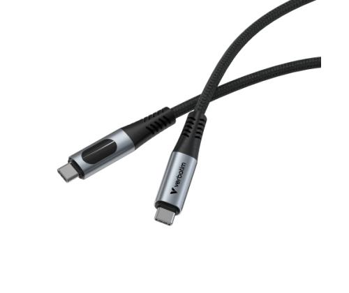 Verbatim 31848 Sync &amp; Charge Cable USB-C to USB-C 100W 480Mbps 120cm, Power Display, Grey/Black