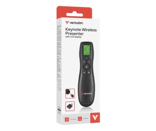 Verbatim 32364 Keynote Wireless Presenter with LCD Display and Red Laser Pointer, Black