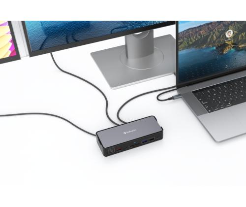 Verbatim 32171 CDS-15 USB-C Pro Docking Station 15 Ports, Grey/Black