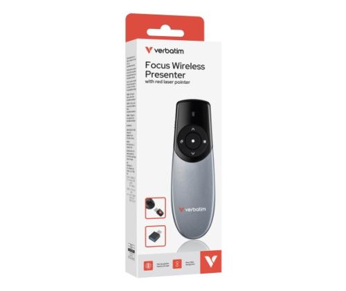 Verbatim 32365 Focus Wireless Presenter with Red Laser Pointer, Grey/Black