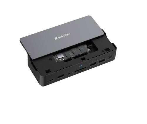 Verbatim 32174 CDS-15SSD USB-C Pro Docking Station 15 Ports, 256GB SSD, Grey/Black