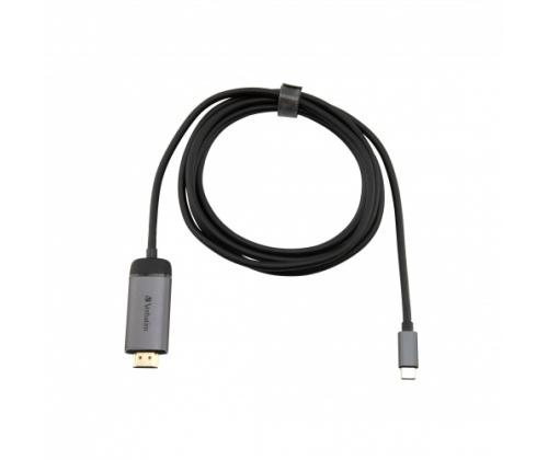 Verbatim 49144 USB-C to HDMI 4K Adapter, USB 3.1 GEN 1, HDMI 4K (60Hz), 1.5m Cable, Grey/Black