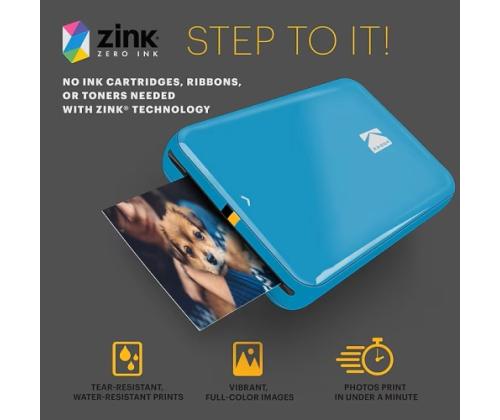 Kodak STEP Instant Mobile Photo printer Colour ZINK 2x3'' 1 ppm, Bluetooth, Blue
