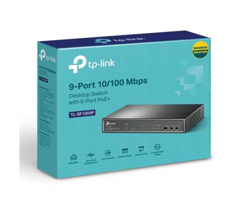 TP-Link TL-SF1009P 9-Port 10/100Mbps Desktop Switch with 8-Port PoE+