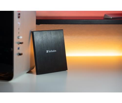 Verbatim 43886 External Slimline CD/DVD Writer External Optical Drive, USB-C/USB-A, Black