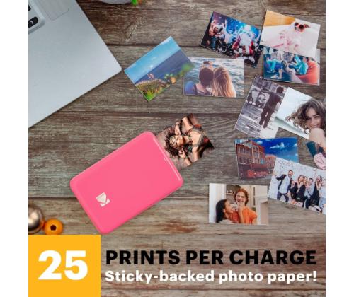 Kodak STEP Instant Mobile Photo printer Colour ZINK 2x3'' 1 ppm, Bluetooth, Pink