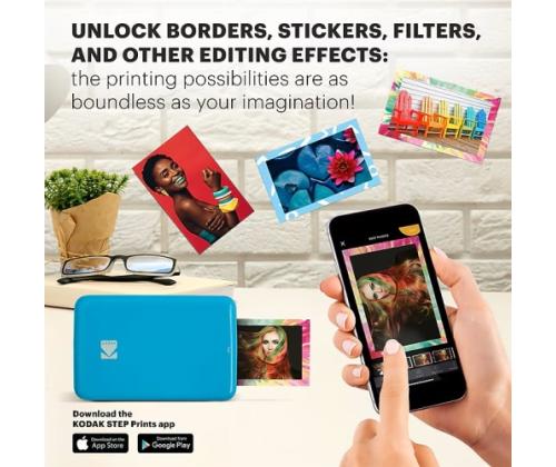 Kodak STEP Instant Mobile Photo printer Colour ZINK 2x3'' 1 ppm, Bluetooth, Blue