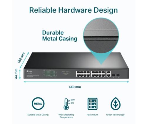 TP-Link TL-SG1218MP 18-Port Gigabit Rackmount Switch with 16 PoE+