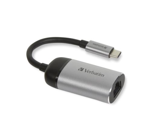 Verbatim 49146 USB-C to Gigabit Ethernet Adapter, USB 3.1 GEN 1, Gigabit Ethernet, Grey/Black