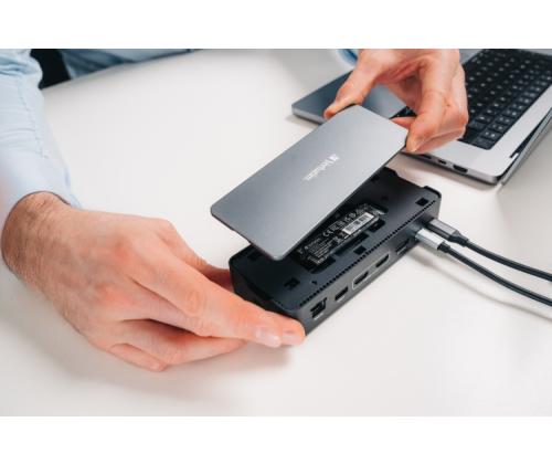 Verbatim 32174 CDS-15SSD USB-C Pro Docking Station 15 Ports, 256GB SSD, Grey/Black